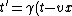 t' = \gamma (t-vx)